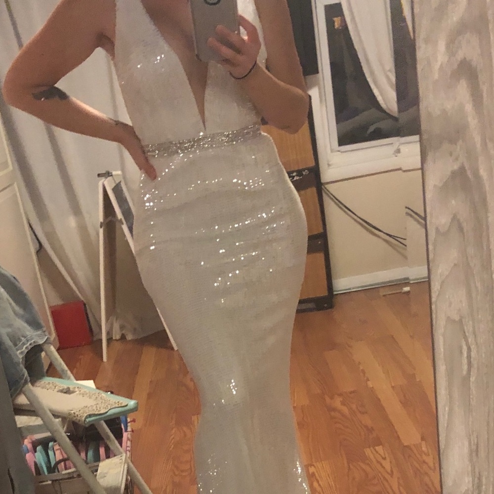 White jovani gown